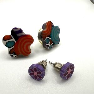 Colorful Flower Earrings Set